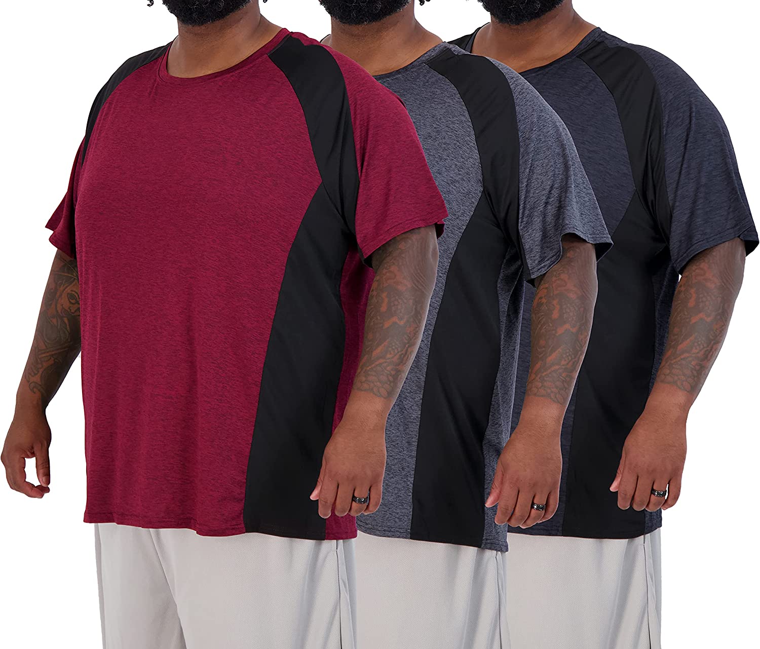3 Pack: Men’s Big & Tall Tech Stretch Long-Sleeve & Short-Sleeve Dry-Fit T-Shirt - Image 8